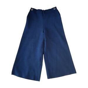 Cruciani Wide Leg Knit Cotton Cropped Pants Navy 42 Medium 6